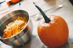 pumpkin and gutted pumpkin