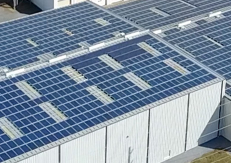 Solar panels on the rooftop at the Espoma plant in Millville, NJ