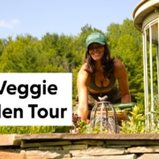 Summer Rayne Oakes Of Flock Finger Lakes in front of a raised bed garden